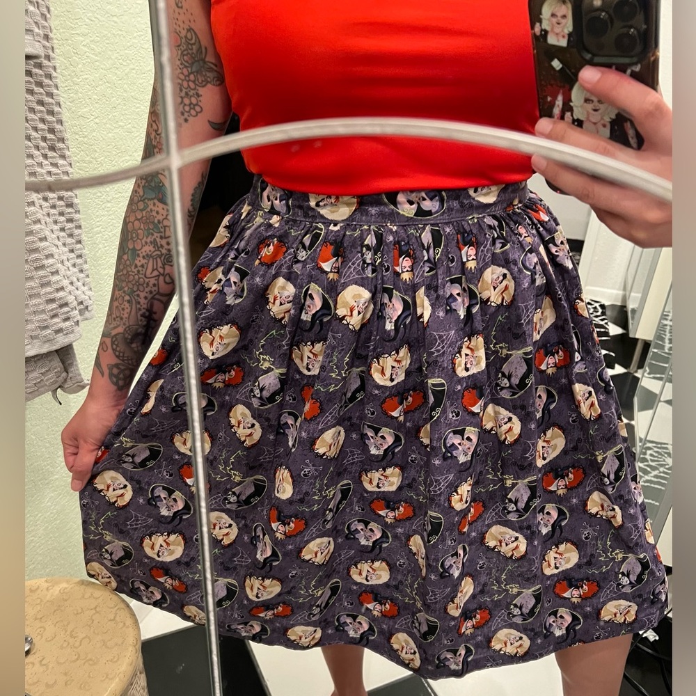 Disney Villains Circle full Skirt Evil Queen Ursula Maleficent and Cruella DeVil